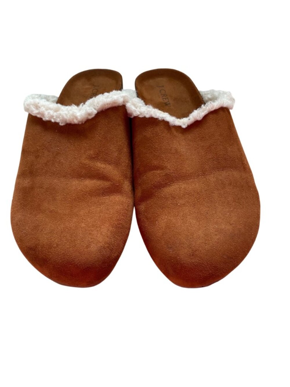 J.Crew Womens Faux Suede Shearling-Lined Slippers In Chestnut Brown Size 8 7.5 - Picture 2 of 9